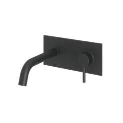 Aquadry Oria Matt Black Round Wall-mounted Wall Tap