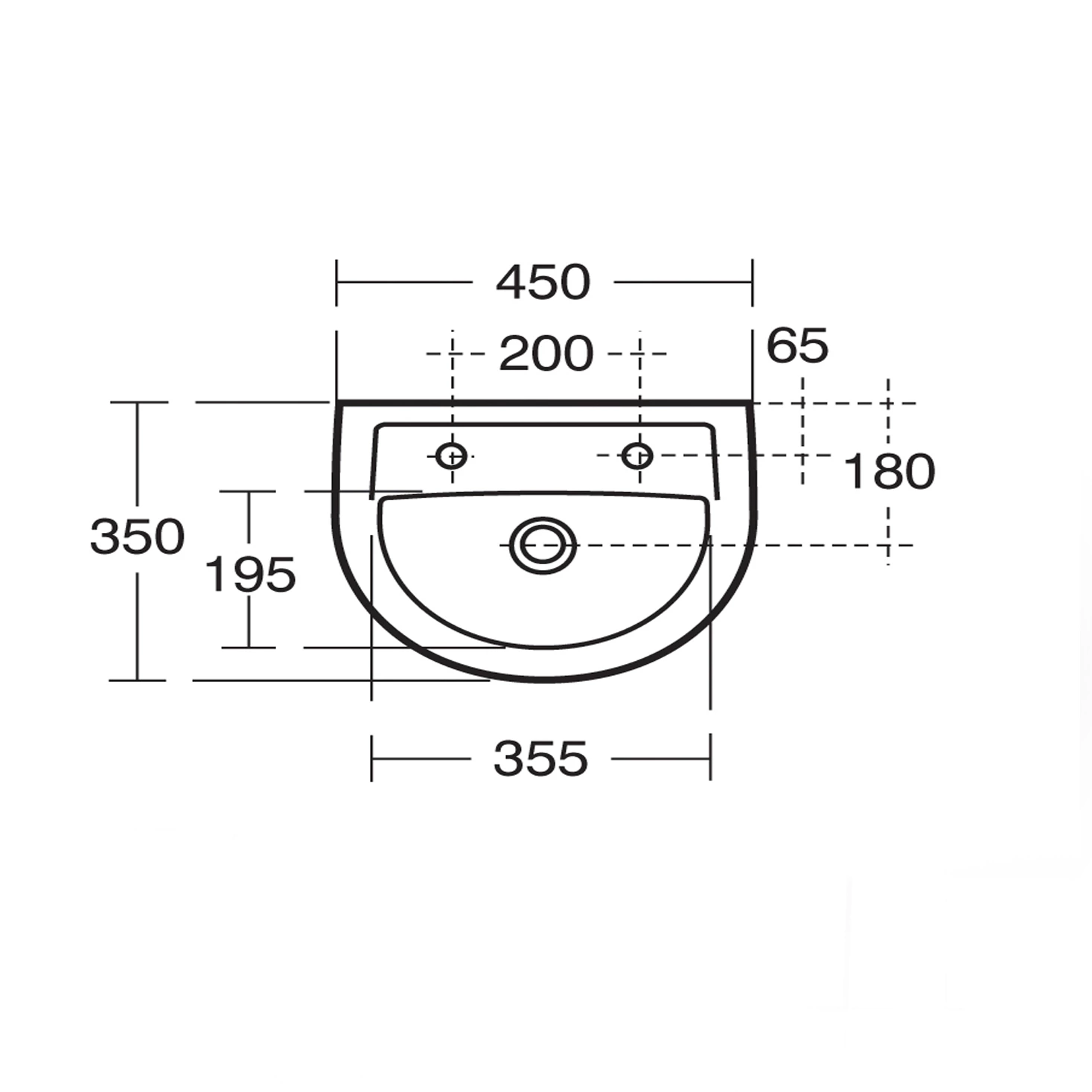 Armitage Shanks Sandringham 21 White D-shaped Wall-mounted Cloakroom Basin (W)45cm 6 Armitage Shanks Sandringham 21 White D-shaped Wall-mounted Cloakroom Basin (W)45cm - Image 4