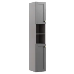 Ashford Matt Dusty Grey Double Wall-mounted Bathroom Cabinet (H)180cm (W)29.5cm