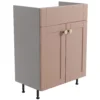 Ashford Matt Dusty Pink Freestanding Bathroom Vanity Cabinet (W)595mm (H)820mm