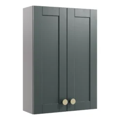 Ashford Matt Kombu Green Shaker Double Wall Cabinet Without Mirror Doors (W)495mm (H)720mm