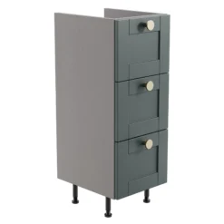 Ashford Matt Kombu Green Shaker Freestanding 3 Drawer Base Unit (W)295mm (H)820mm