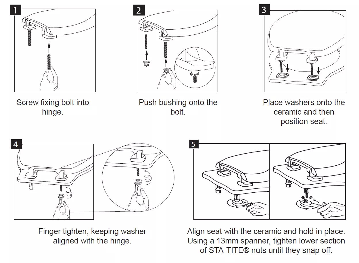 Bemis Denver White Sta-tite Bottom Fix Toilet Seat 7 Bemis Denver White Sta-tite Bottom Fix Toilet Seat - Image 5