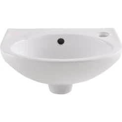 Bori White Oval Wall-mounted Cloakroom Basin (W)35cm