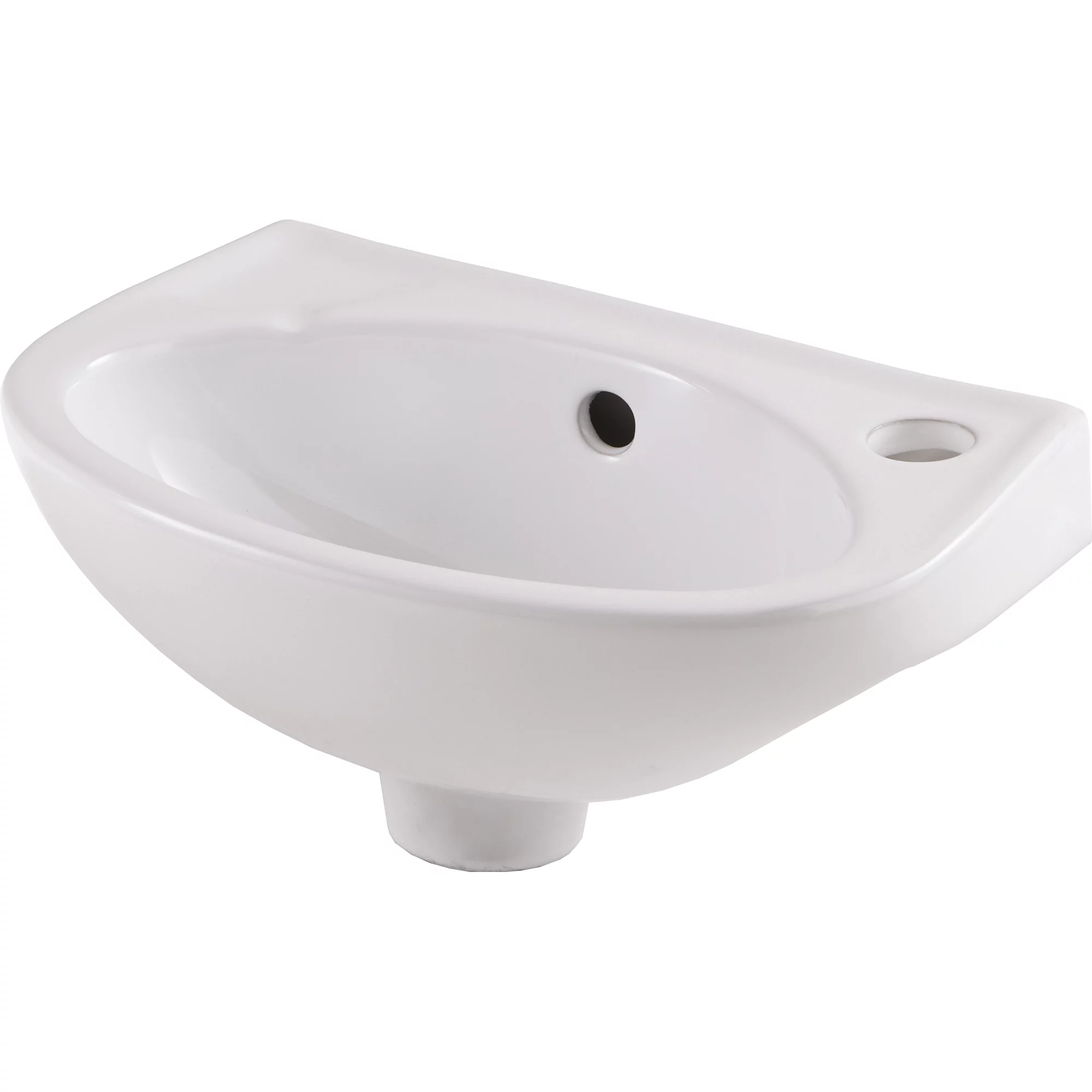 Bori White Oval Wall-mounted Cloakroom Basin (W)35cm 4 Bori White Oval Wall-mounted Cloakroom Basin (W)35cm - Image 2