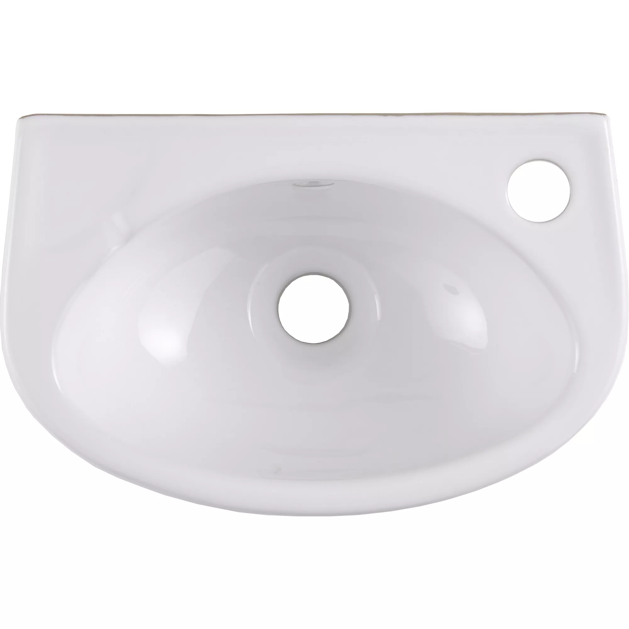 Bori White Oval Wall-mounted Cloakroom Basin (W)35cm 5 Bori White Oval Wall-mounted Cloakroom Basin (W)35cm - Image 3