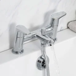 Bristan Divine Chrome Effect Chrome Deck Shower Mixer Tap -Crystal Bathware bristan divine chrome effect chrome deck shower mixer tap5014868068091 06i BQ