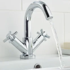 Bristan Nurture Standard Chrome Effect Deck-mounted Manual Basin Mixer Tap -Crystal Bathware bristan nurture standard chrome effect deck mounted manual basin mixer tap5014868068121 06i BQ