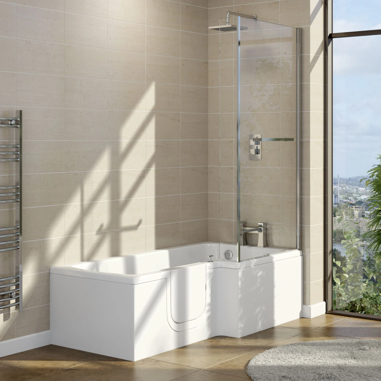 Cooke & Lewis Acrylic Left-handed L-shaped Walk-in White Shower 0 Tap Hole Bath (L)1700mm (W)850mm 4 Cooke & Lewis Acrylic Left-handed L-shaped Walk-in White Shower 0 Tap Hole Bath (L)1700mm (W)850mm - Image 2