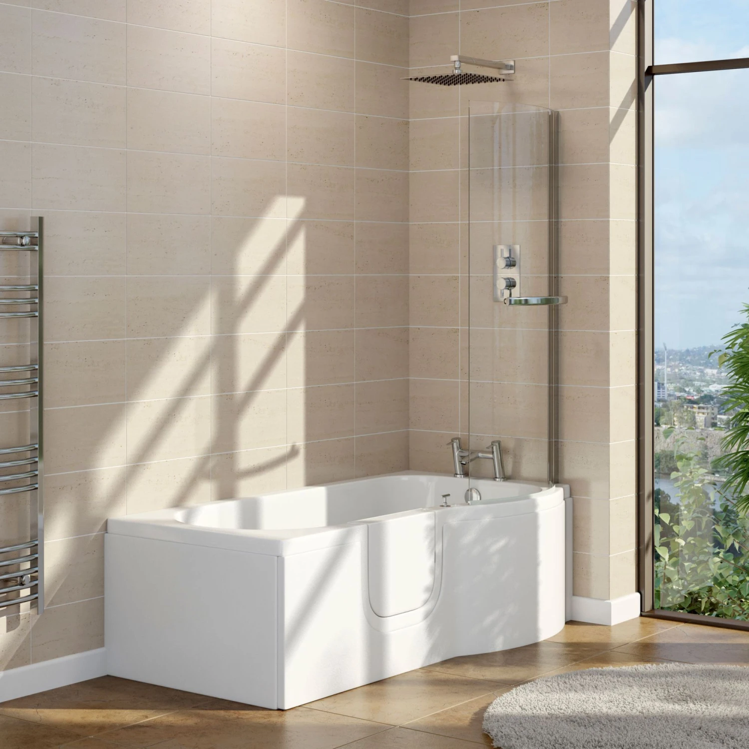 Cooke & Lewis Acrylic Left-handed P-shaped Walk-in White Shower 0 Tap Hole Bath (L)1675mm (W)850mm 4 Cooke & Lewis Acrylic Left-handed P-shaped Walk-in White Shower 0 Tap Hole Bath (L)1675mm (W)850mm - Image 2