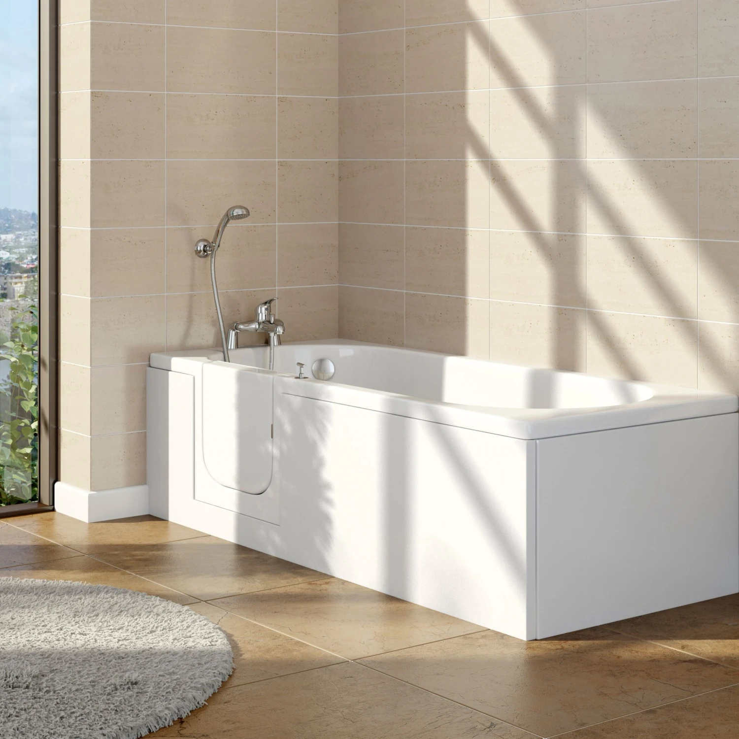 Cooke & Lewis Acrylic Right-handed Rectangular Walk-in White 0 Tap Hole Bath (L)1700mm (W)700mm 4 Cooke & Lewis Acrylic Right-handed Rectangular Walk-in White 0 Tap Hole Bath (L)1700mm (W)700mm - Image 2