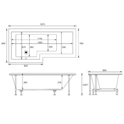 Cooke & Lewis Adelphi 6 Shower Bath, Panel, Screen & Air Spa Set, (L)1675mm (W)850mm 15 Cooke & Lewis Adelphi 6 Shower Bath, Panel, Screen & Air Spa Set, (L)1675mm (W)850mm -Crystal Bathware cooke lewis adelphi 6 shower bath panel screen air spa set l 1675mm w 850mm3663602248330 01t bq