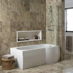 Cooke & Lewis Adelphi Acrylic Right-handed P-shaped White Shower 0 Tap Hole Bath (L)1495mm (W)800mm 9 Cooke & Lewis Adelphi Acrylic Right-handed P-shaped White Shower 0 Tap Hole Bath (L)1495mm (W)800mm -Crystal Bathware cooke lewis adelphi acrylic right handed p shaped white shower 0 tap hole bath l 1495mm w 800mm03827147 01i