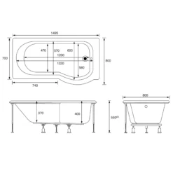Cooke & Lewis Adelphi Acrylic Right-handed P-shaped White Shower 0 Tap Hole Bath (L)1495mm (W)800mm 13 Cooke & Lewis Adelphi Acrylic Right-handed P-shaped White Shower 0 Tap Hole Bath (L)1495mm (W)800mm -Crystal Bathware cooke lewis adelphi acrylic right handed p shaped white shower 0 tap hole bath l 1495mm w 800mm03827147 01t