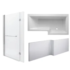 Cooke & Lewis Adelphi L-shaped Shower Bath, Panel & Screen Set, (L)1675mm (W)850mm