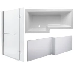 Cooke & Lewis Adelphi Left-handed Acrylic 12 Shower Bath, Panel, Screen & Air Spa Set, (L)1675mm (W)850mm