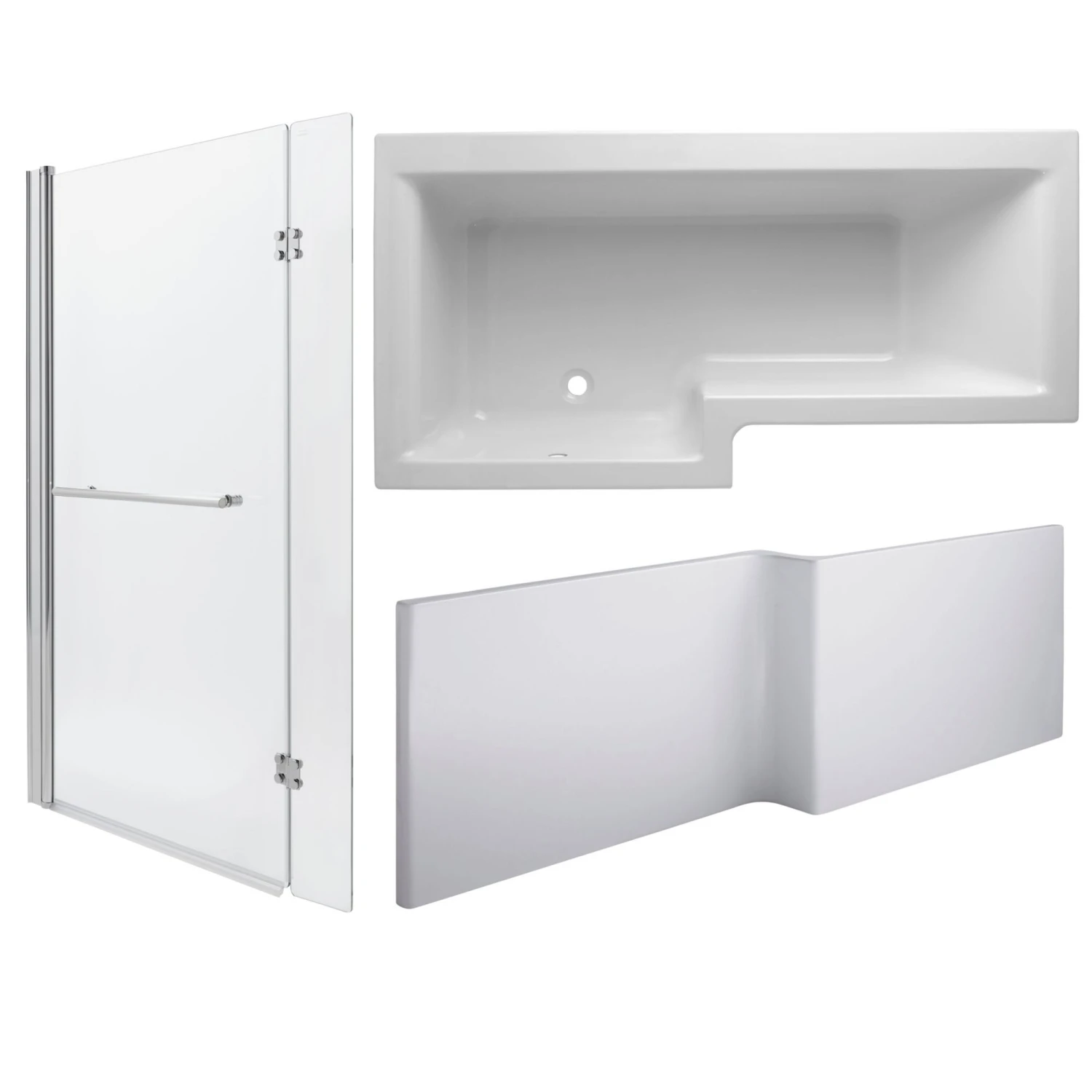 Cooke & Lewis Adelphi Left-handed Acrylic 12 Shower Bath, Panel, Screen & Air Spa Set, (L)1675mm (W)850mm 3 Cooke & Lewis Adelphi Left-handed Acrylic 12 Shower Bath, Panel, Screen & Air Spa Set, (L)1675mm (W)850mm
