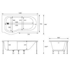 Cooke & Lewis Adelphi P-shaped Shower Bath, Panel & Screen Set, (L)1500mm (W)800mm 19 Cooke & Lewis Adelphi P-shaped Shower Bath, Panel & Screen Set, (L)1500mm (W)800mm -Crystal Bathware cooke lewis adelphi p shaped shower bath panel screen set l 1500mm w 800mm3663602248095 01t