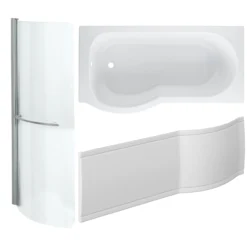 Cooke & Lewis Adelphi P-shaped Shower Bath, Panel & Screen Set, (L)1500mm (W)800mm