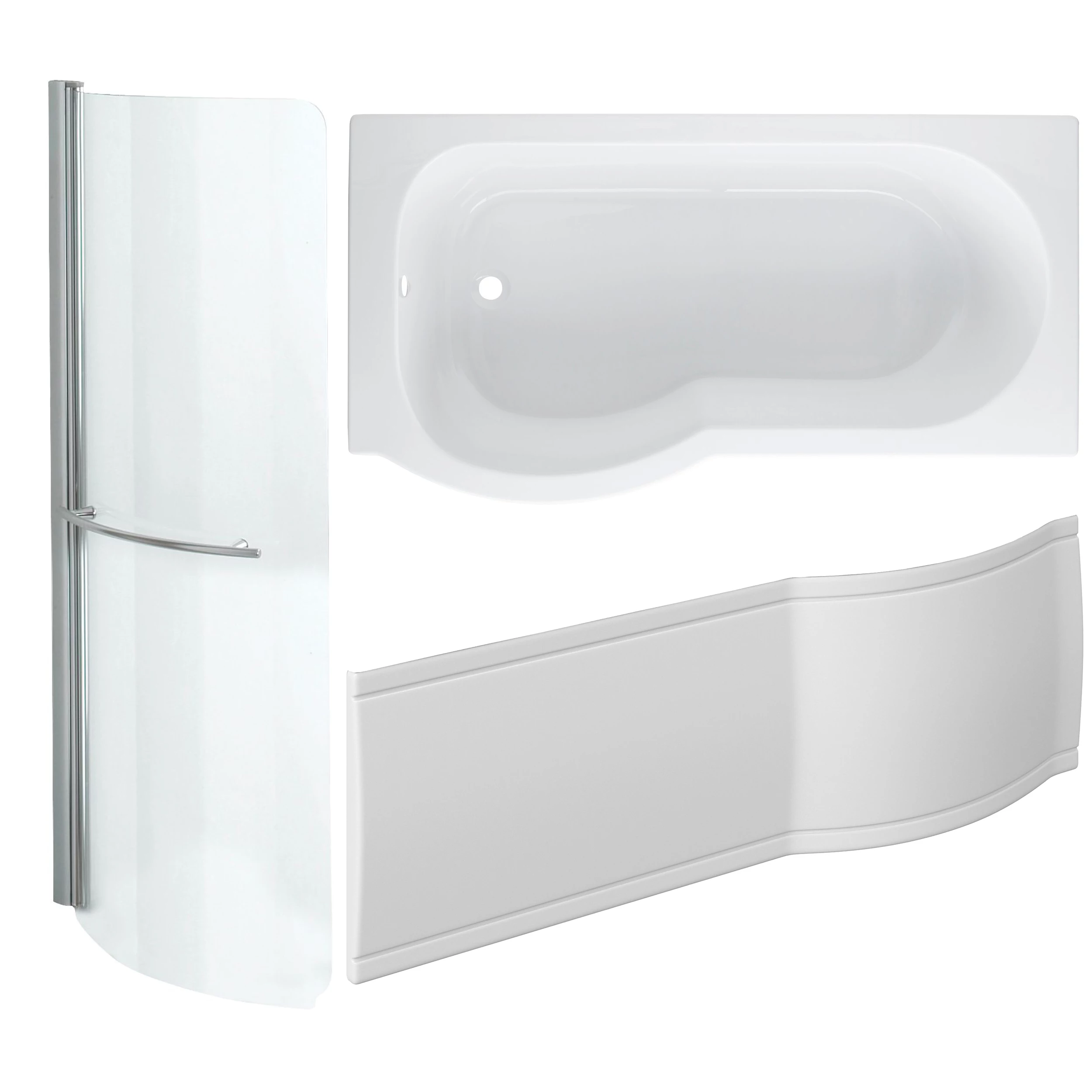 Cooke & Lewis Adelphi P-shaped Shower Bath, Panel & Screen Set, (L)1500mm (W)800mm 3 Cooke & Lewis Adelphi P-shaped Shower Bath, Panel & Screen Set, (L)1500mm (W)800mm