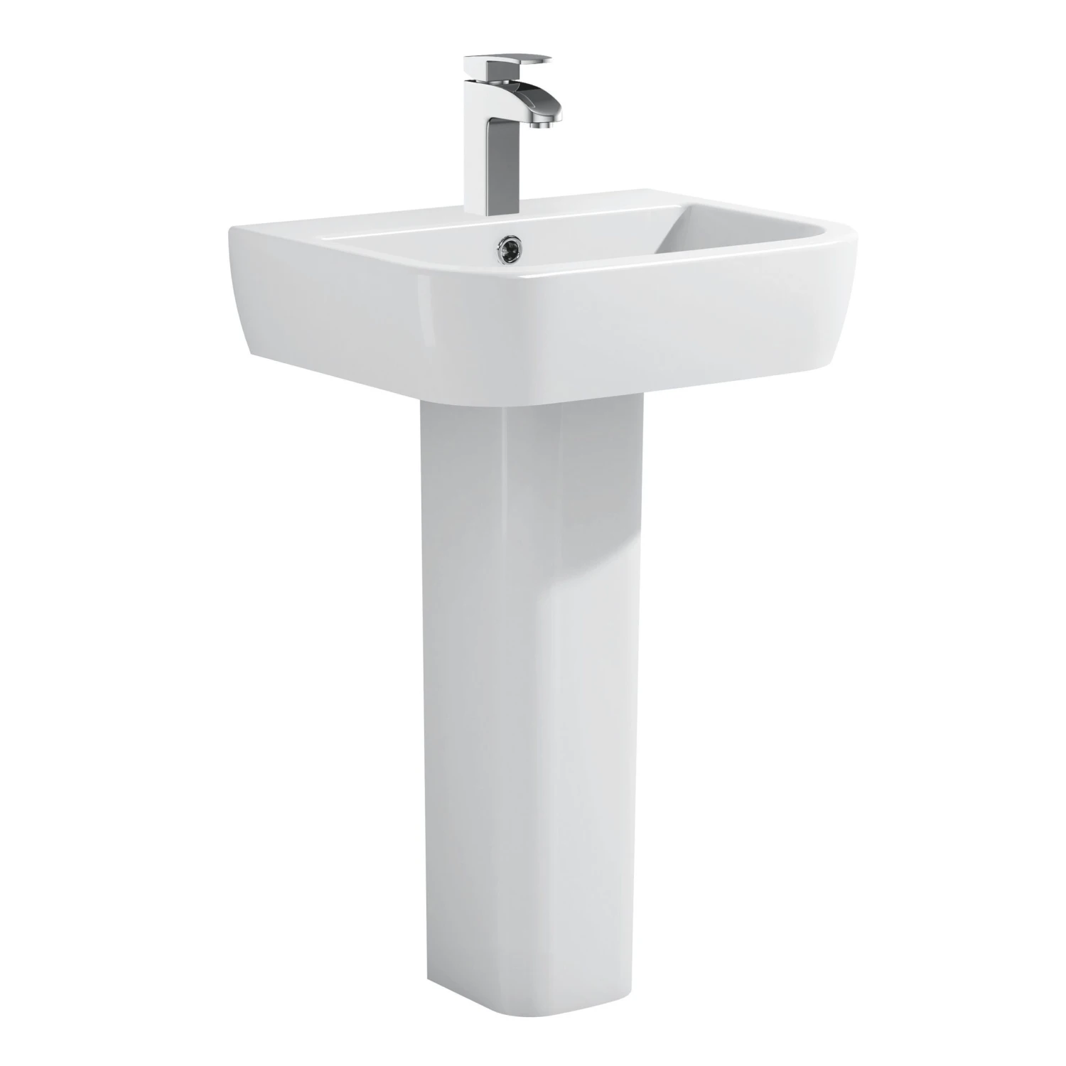 Cooke & Lewis Affini Gloss White Rectangular Full Pedestal Basin (H)85cm (W)56cm 2 Cooke & Lewis Affini Gloss White Rectangular Full Pedestal Basin (H)85cm (W)56cm