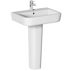 Cooke & Lewis Caldaro White Rectangular Full Pedestal Basin (H)85cm (W)55cm