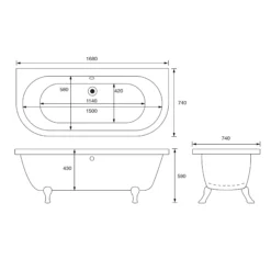 Cooke & Lewis Duchess Oval White Freestanding 0 Tap Hole Bath (L)1680mm (W)740mm -Crystal Bathware cooke lewis duchess oval white freestanding 0 tap hole bath l 1680mm w 740mm3663602248149 01t