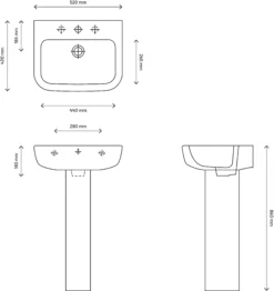 Cooke & Lewis Fabienne Full Pedestal Basin -Crystal Bathware cooke lewis fabienne full pedestal basin5397007223903 01t