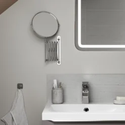 Cooke & Lewis Greenhill Chromée Round Bathroom Mirror (H)405mm (W)225mm -Crystal Bathware cooke lewis greenhill chromee round bathroom mirror h 405mm w 225mm3663602941699 01i