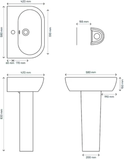 Cooke & Lewis Helena Full Pedestal Basin -Crystal Bathware cooke lewis helena full pedestal basin04000808 01t