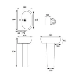 Cooke & Lewis Helena Full Pedestal Basin -Crystal Bathware cooke lewis helena full pedestal basin04000808 17bq