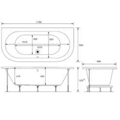 Cooke & Lewis Helena Oval Curved Bath & Panel Set, (L)1700mm (W)800mm 15 Cooke & Lewis Helena Oval Curved Bath & Panel Set, (L)1700mm (W)800mm -Crystal Bathware cooke lewis helena oval curved bath panel set l 1700mm w 800mm3663602248170 02t bq