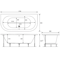 Cooke & Lewis Helena Oval Curved Bath, Panel & Wellness System Set, (L)1700mm (W)800mm -Crystal Bathware cooke lewis helena oval curved bath panel wellness system set l 1700mm w 800mm3663602248385 01t BQ
