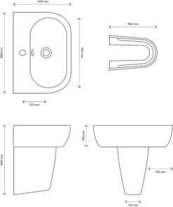 Cooke & Lewis Helena White Oval Semi-pedestal Basin (H)50cm (W)58cm -Crystal Bathware cooke lewis helena white oval semi pedestal basin h 50cm w 58cm04000815 01t