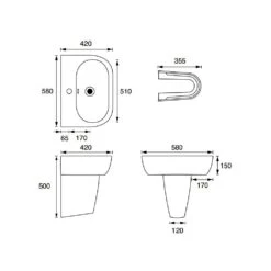 Cooke & Lewis Helena White Oval Semi-pedestal Basin (H)50cm (W)58cm -Crystal Bathware cooke lewis helena white oval semi pedestal basin h 50cm w 58cm04000815 01t BQ