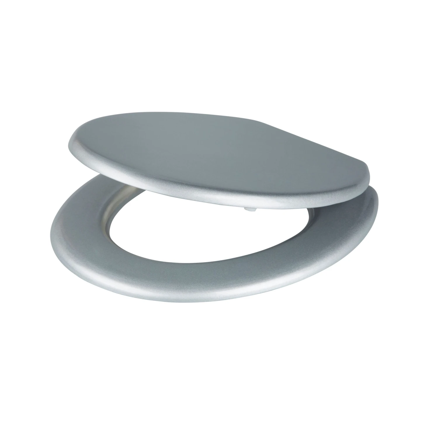Cooke & Lewis Palmi Silver Round Standard Close Toilet Seat 2 Cooke & Lewis Palmi Silver Round Standard Close Toilet Seat