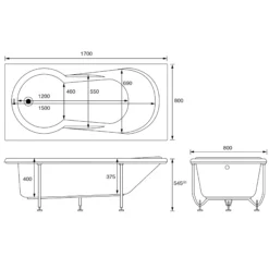 Cooke & Lewis Shaftesbury Acrylic Rectangular White Straight 0 Tap Hole Bath (L)1700mm (W)800mm -Crystal Bathware cooke lewis shaftesbury acrylic rectangular white straight 0 tap hole bath l 1700mm w 800mm03827031 01t