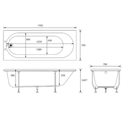 Cooke & Lewis Shaftesbury Acrylic Rectangular White Straight 2 Tap Hole Bath (L)1700mm (W)700mm 9 Cooke & Lewis Shaftesbury Acrylic Rectangular White Straight 2 Tap Hole Bath (L)1700mm (W)700mm -Crystal Bathware cooke lewis shaftesbury acrylic rectangular white straight 2 tap hole bath l 1700mm w 700mm03827048 01t
