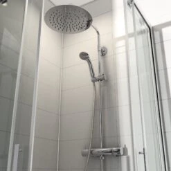 Cooke & Lewis Solani Chrome Effect Wall-mounted Shower -Crystal Bathware cooke lewis solani chrome effect wall mounted shower3663602949640 01i bq