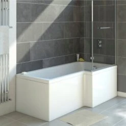 Cooke & Lewis Solarna Acrylic L-shaped Shower Bath, Panel & Screen Set, (L)1700mm (W)850mm 14 Cooke & Lewis Solarna Acrylic L-shaped Shower Bath, Panel & Screen Set, (L)1700mm (W)850mm -Crystal Bathware cooke lewis solarna acrylic l shaped shower bath panel screen set l 1700mm w 850mm3663602254485 01i BQ