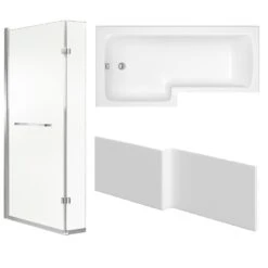 Cooke & Lewis Solarna L-shaped Shower Bath, Panel & Screen Set, (L)1700mm (W)850mm