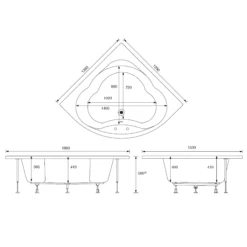 Cooke & Lewis Strand Acrylic Oval White Corner 2 Tap Hole Bath (L)1350mm (W)1890mm -Crystal Bathware cooke lewis strand acrylic oval white corner 2 tap hole bath l 1350mm w 1890mm03828137 01t