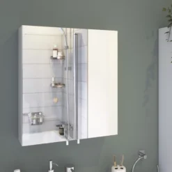 Croydex Cullen Gloss White Double Mirrored Cabinet -Crystal Bathware croydex cullen gloss white double mirrored cabinet5012044112491 01i