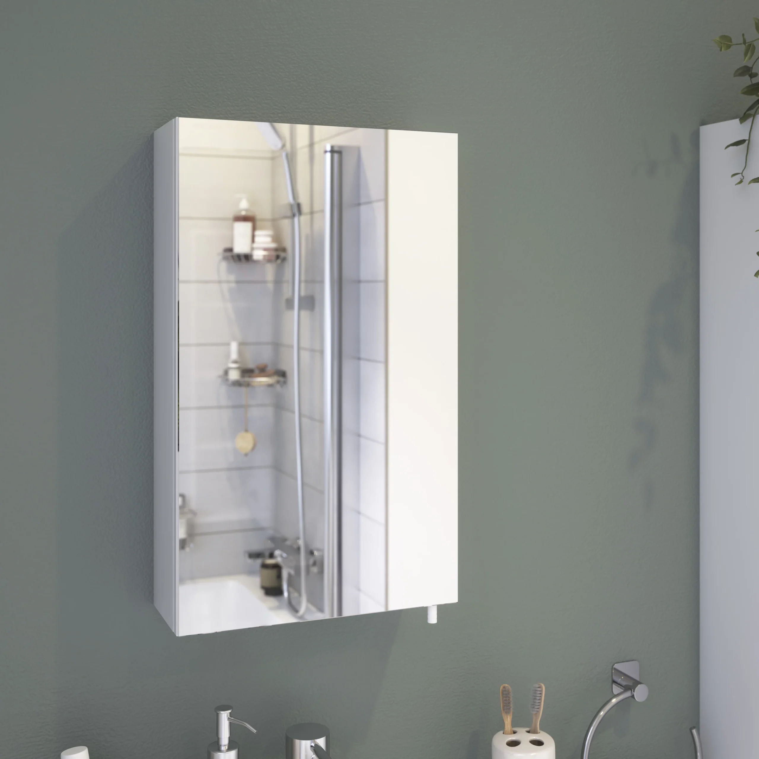 Croydex Cullen Gloss White Single Mirrored Cabinet 9 Croydex Cullen Gloss White Single Mirrored Cabinet - Image 7