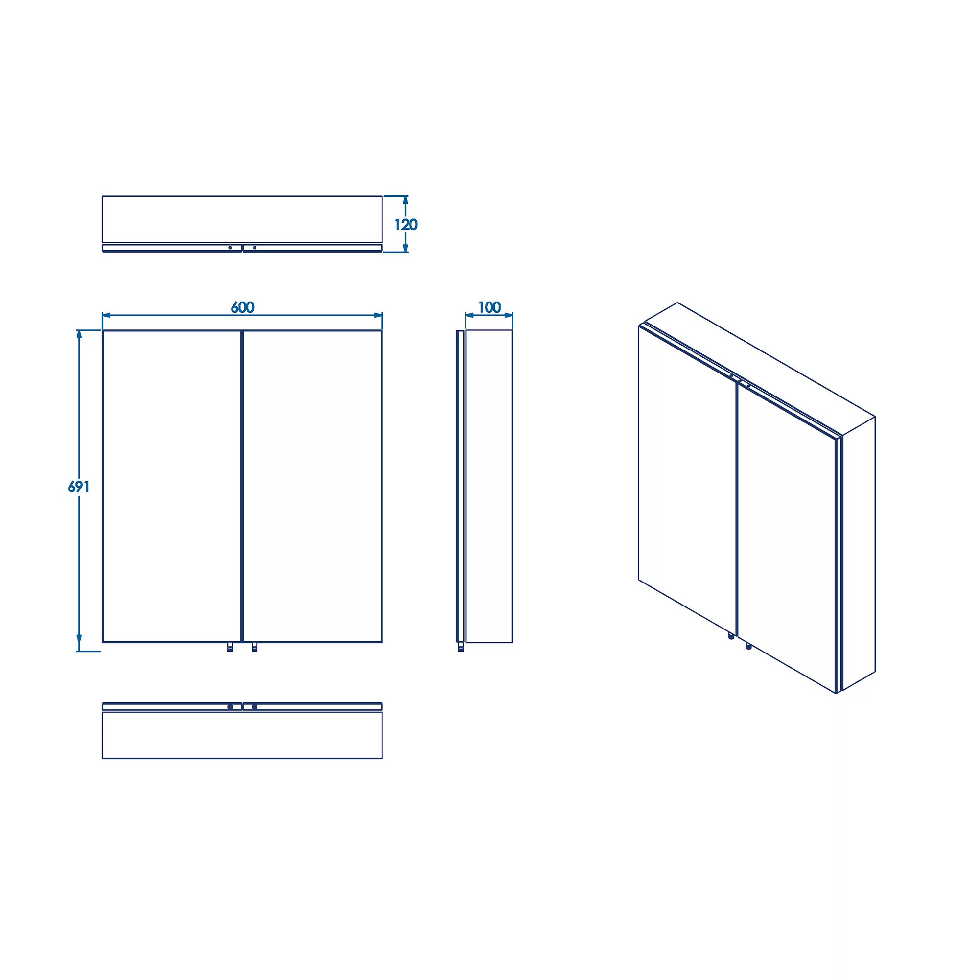 Croydex Dawley Matt Black Double Mirrored Cabinet 9 Croydex Dawley Matt Black Double Mirrored Cabinet - Image 7