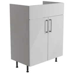 Ennis Gloss Light Grey Freestanding Bathroom Vanity Cabinet (W)595mm (H)820mm