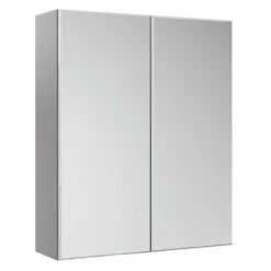 Ennis Gloss Light Grey Modern Double Wall Cabinet With 2 Mirror Doors (W)595mm (H)720mm