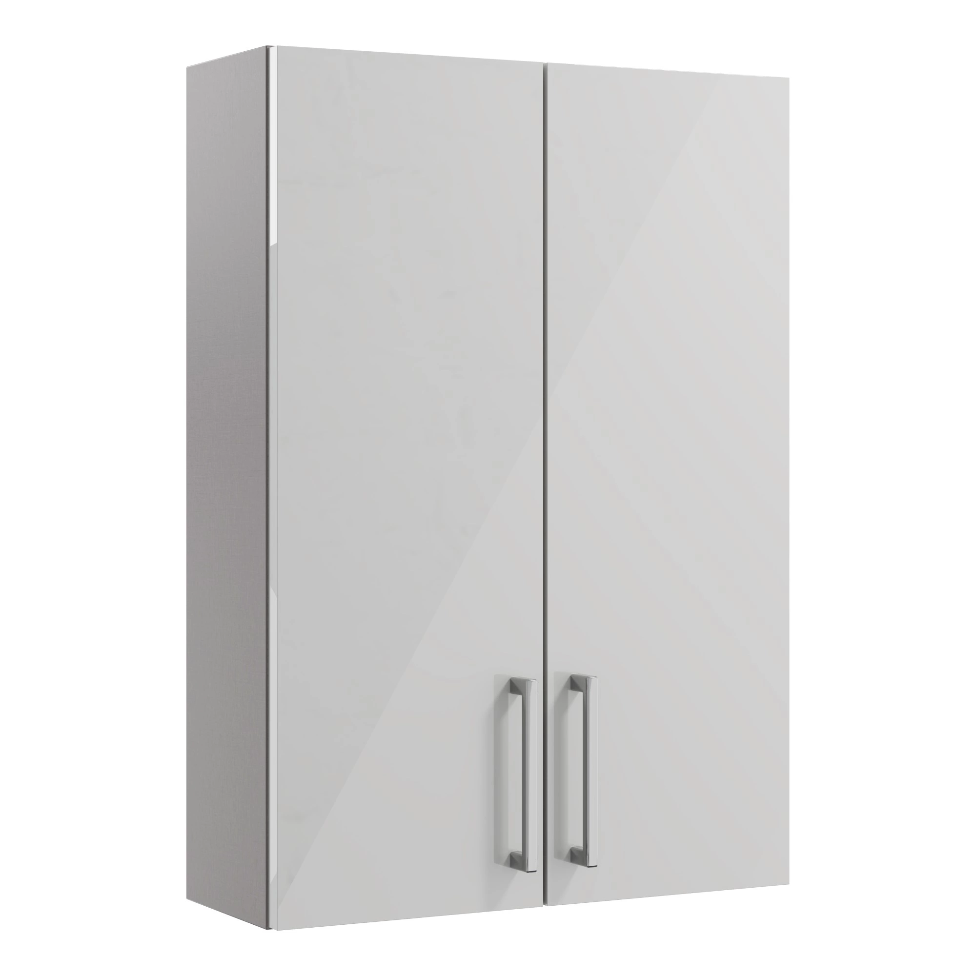 Ennis Gloss Light Grey Modern Double Wall Cabinet Without Mirror Doors (W)495mm (H)720mm 3 Ennis Gloss Light Grey Modern Double Wall Cabinet Without Mirror Doors (W)495mm (H)720mm