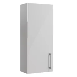 Ennis Gloss Light Grey Modern Single Wall Cabinet Without Mirror Doors (W)295mm (H)720mm