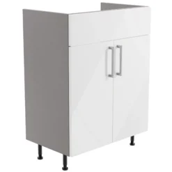 Ennis Gloss White Freestanding Bathroom Vanity Cabinet (W)595mm (H)820mm